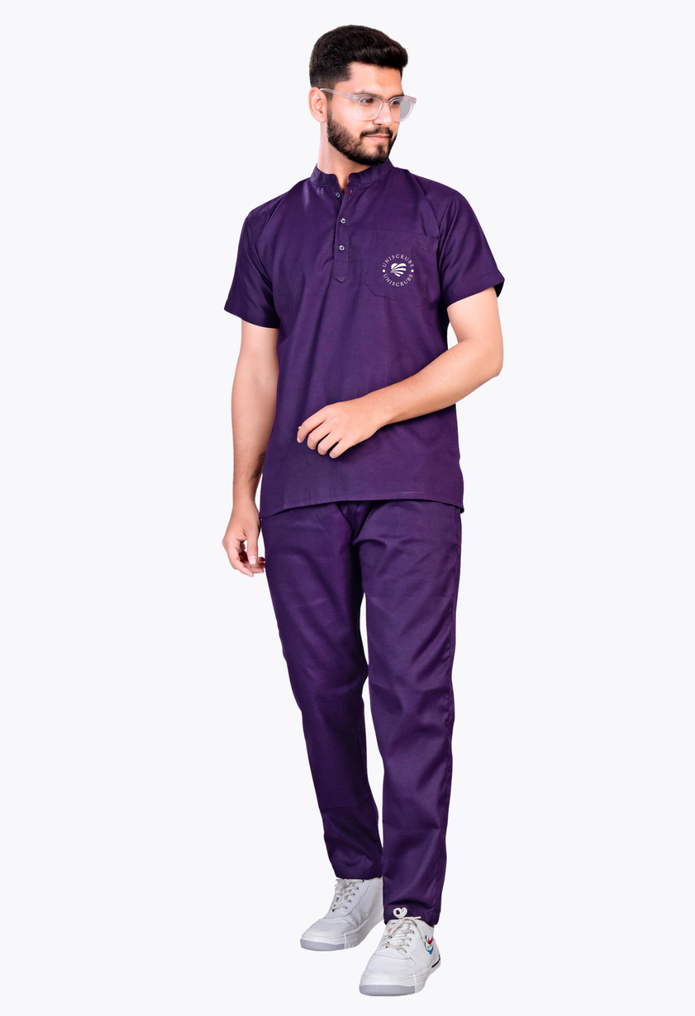 Scrub Suit with Mandarin Collar