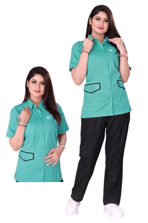 Nurse Uniform – 011, with Pista tone brings calm and freshness to your workday, tailored for healthcare professionals who value both style and performance.